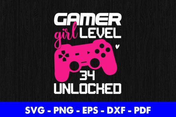 34th Birthday Gift Gamer Girl Level 34 Graphics in Crafts