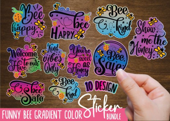 Funny Bee Gradient Color Sticker Bundle: Graphics and Crafts Review
