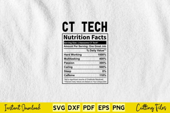 Funny CT Tech Nutrition Facts Svg Review