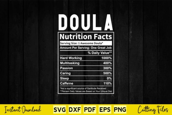 Funny Doula Nutrition Facts Svg Graphics and Crafts