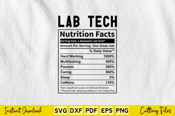 Funny Lab Tech Nutrition Facts Svg Graphics in Crafts