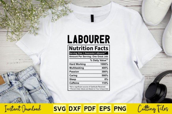 Funny Laborer Nutrition Facts Svg Graphics and Crafts