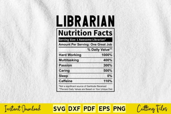 Funny Librarian Nutrition Facts Svg Graphics and Crafts Review