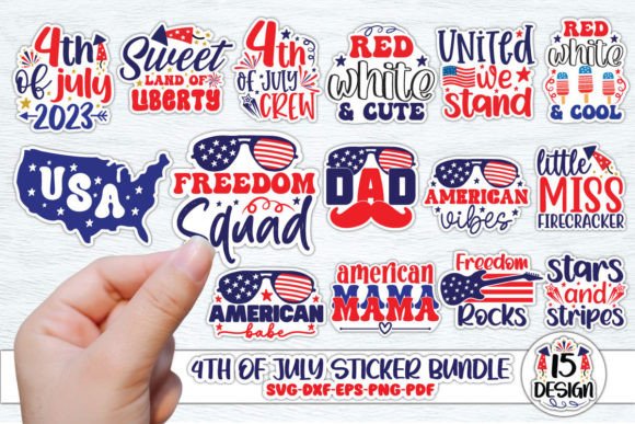 Patriotic 4th of July Stickers Bundle Graphics and Crafts